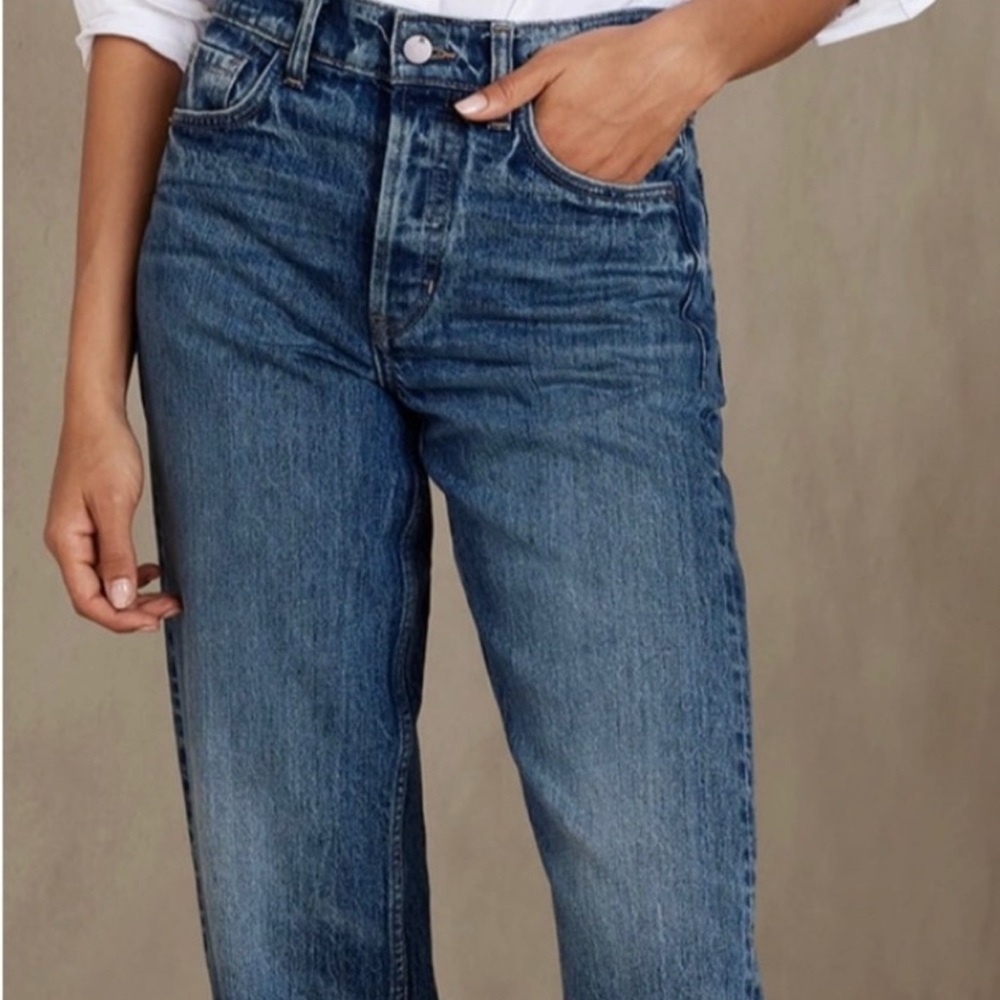 Banana Republic high-rise straight jeans, Medium wash.